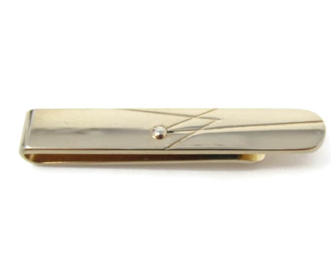 Modernist Art Intersecting Lines Tie Bar Clip Gold Tone Vintage Men's Jewelry Nice Design