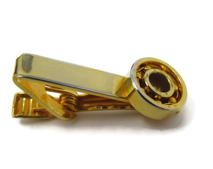 Radial Ball Bearing Tie Clip Vintage Tie Bar: Gold Tone