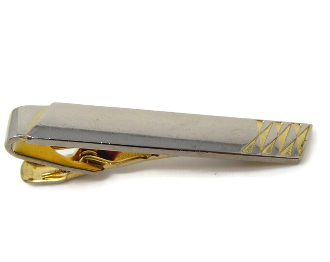 Vintage Tie Clip Tie Bar: Modernist Art Accent Tip Nice Design Made in USA