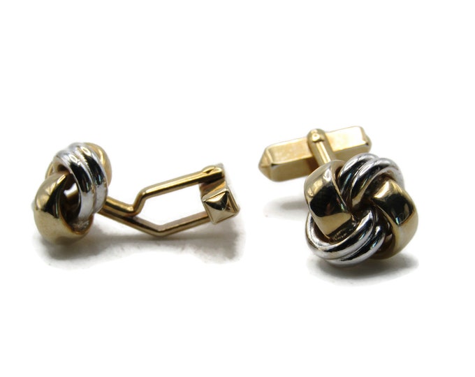 Twisted Knot Design Cuff Links Men's Jewelry Silver And Gold Tone
