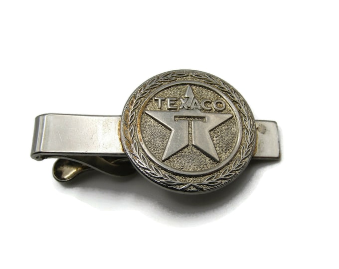 Texaco Logo Round Insignia Silver Tone Tie Clip Tie Bar Men's Jewelry