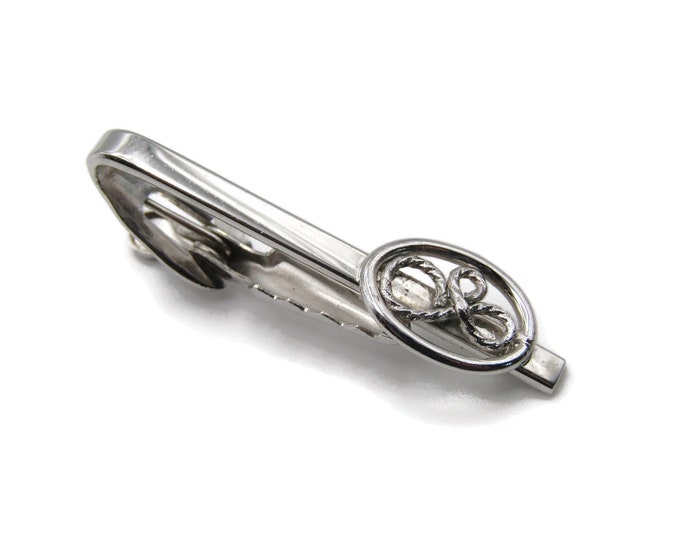 Rope Design Pattern Silver Tone Tie Clip Modernist Tie Bar Men's Jewelry