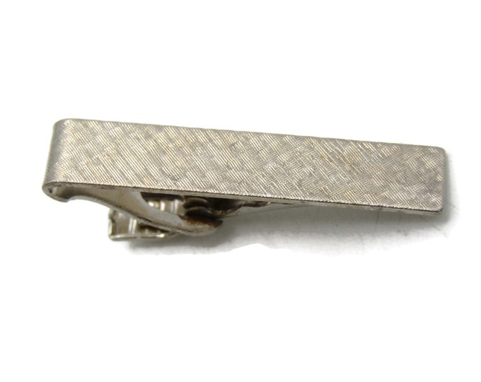 Textured Classic Tie Bar Tie Clip Modernist Men's Jewelry Silver Tone