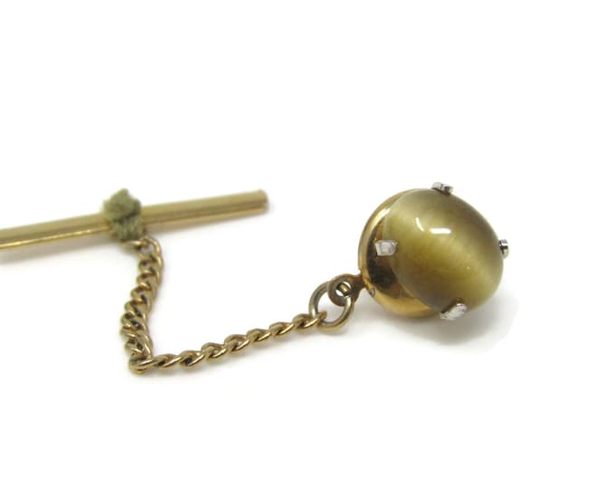 Pretty Opalescent Tie Tack Pin Gold Tone Vintage Men's Jewelry Nice Design