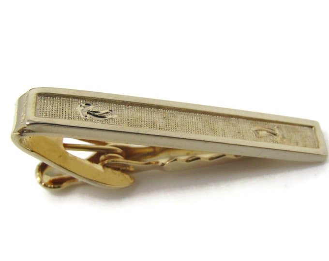 Textured Center Tie Clip Tie Bar: Vintage Gold Tone - Stand Out from the Crowd with Class