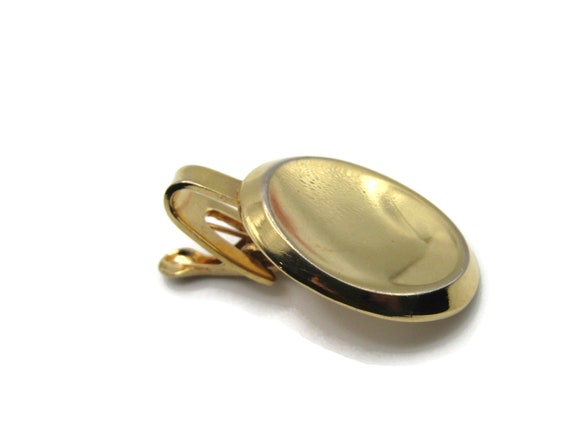 Oval Concave Shape Gold Tone Smooth Finish Tie Ba… - image 1