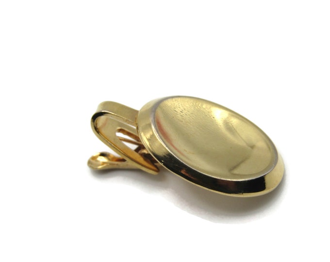 Oval Concave Shape Gold Tone Smooth Finish Tie Bar Tie Clip Men's Jewelry