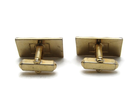 Textured Diamond Pattern Rectangle Cuff Links Men… - image 2