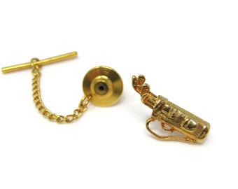 Vintage Gold Tone Golf Bag Tie Tack - Golfer Gift