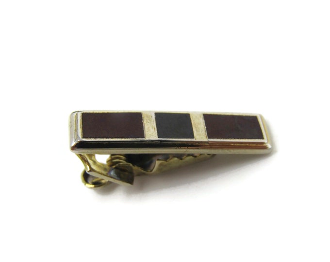 Brown Black Segment Tie Clip Tie Bar: Vintage Gold Tone - Stand Out from the Crowd with Class