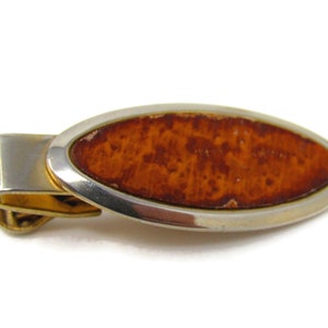Leather Tie Clip Men's Vintage Gold Tone Beautiful Patina