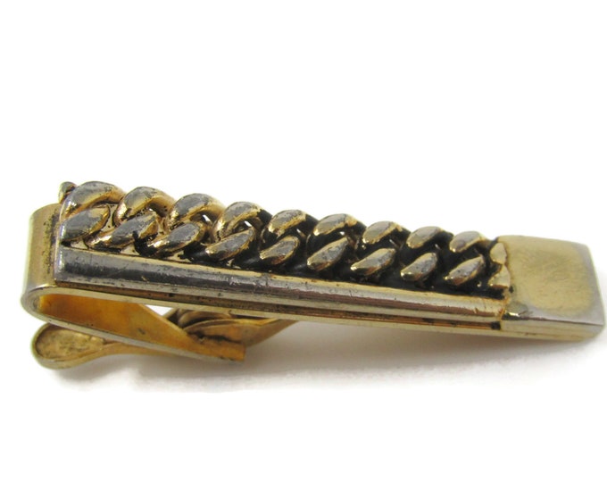 Chain Link Modernist Tie Clip Tie Bar: Vintage Gold Tone - Stand Out from the Crowd with Class