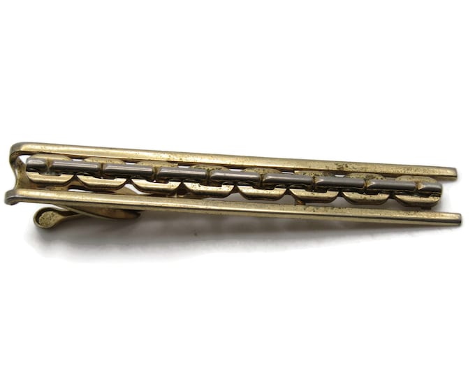 Chain Center Tie Clip Tie Bar Industrial Men's Jewelry Gold Tone