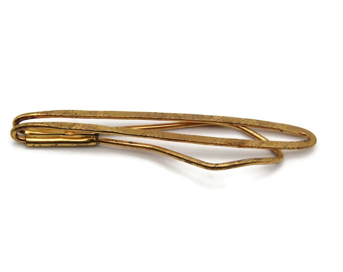 Open Body Line Design Gold Tone Tie Bar Industrial Modernist Tie Clip Men's Jewelry