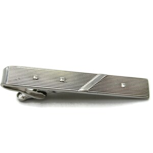 Dots and Horizontal Line Patterned Silver Tone Industrial Design Tie Clip Tie Bar Men's Jewelry