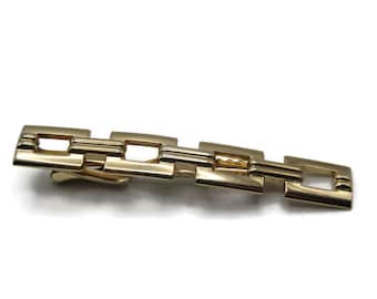 Chain Link Patterned Gold Tone Classic Design Tie Clip Tie Bar Men's Jewelry