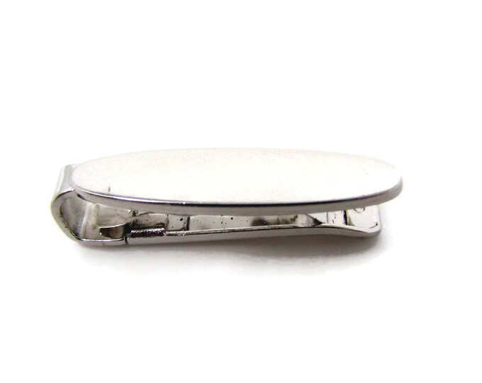 Vintage Tie Clip Tie Bar: Smooth Classic Design Oval