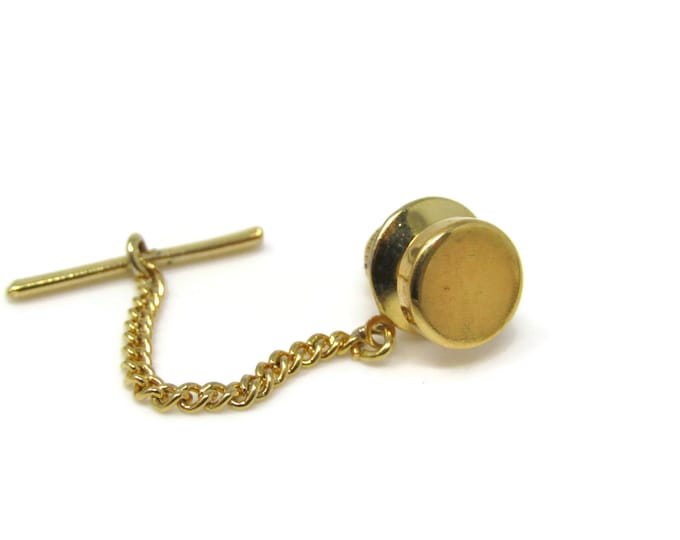 Textured Circle Tie Tack Pin Gold Tone Vintage Men's Jewelry