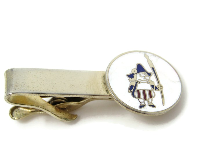 Patriot Minuteman Cartoon Tie Clip Bar Gold Tone Vintage Men's Jewelry Nice Design