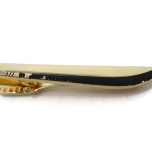 Vintage Tie Clip Tie Bar: Black Edge Sword Shape Design Gold Tone