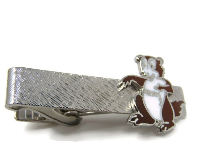 Henry Bear Tie Bar Clip Vintage Silver Tone Stand Out w/ Style Fit In with Class