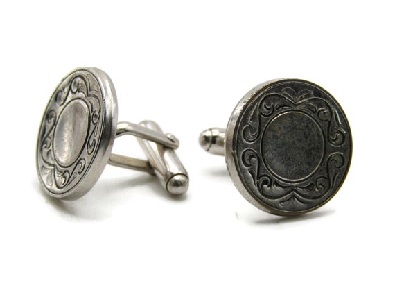 Circle With Lines Motif Cuff Links Men's Jewelry … - image 1