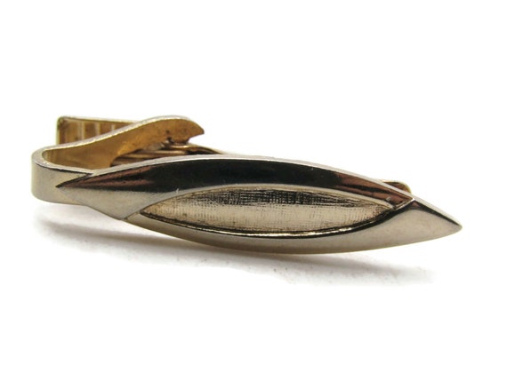 Layered Oval Textured Center Tie Clip Tie Bar Men's Jewelry Gold Tone