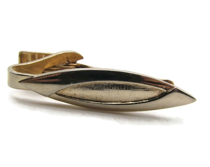 Layered Oval Textured Center Tie Clip Tie Bar Men's Jewelry Gold Tone