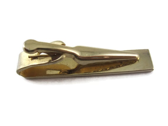 Vintage Tie Bar Clip: Grooved Lines Vertical & Ho… - image 3