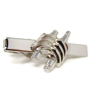 Gears Tie Clip Men&#39;s Vintage Tie Bar Silver Tone Excellent Design