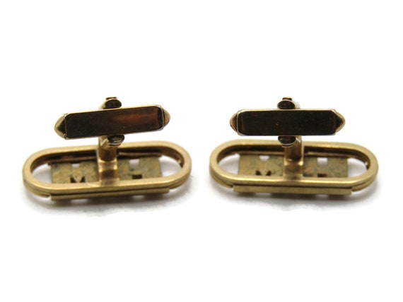 HM Lettered Initial Monogram Oval Cuff Links Men'… - image 3