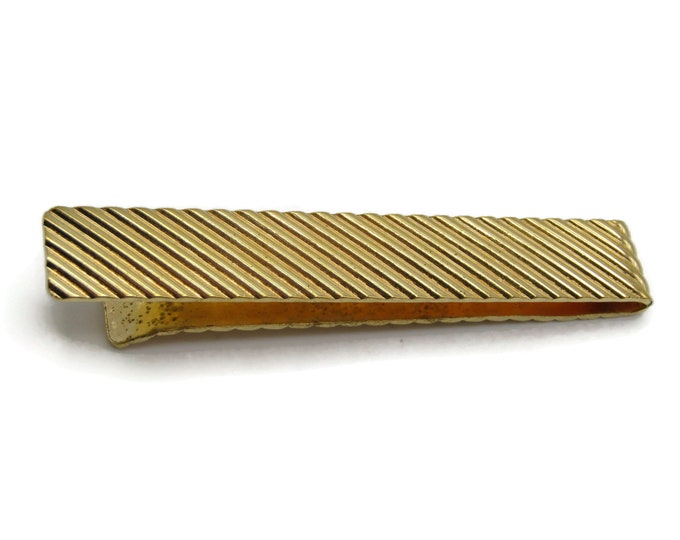 Diagonal Line Design Tie Clip Industrial Gold Tone Tie Bar Men's Jewelry