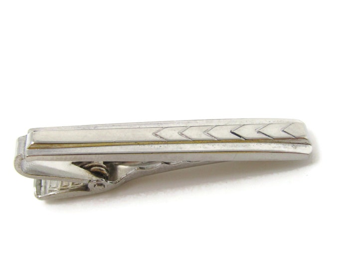 Arrow Etch Tie Clip Tie Bar: Vintage Silver Tone - Stand Out from the Crowd with Class