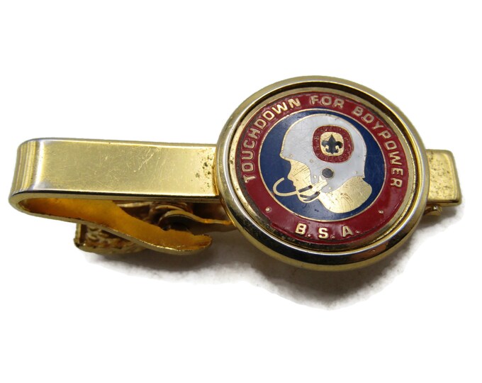 B.S.A. Touchdown For Boypower Tie Clip Tie Bar Men's Jewelry Gold Tone