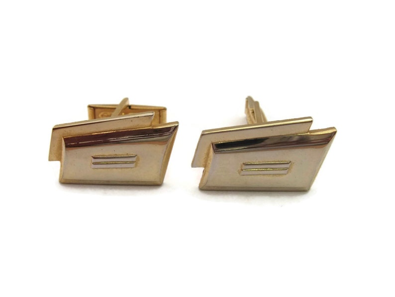 Vintage Cufflinks for Men Art Deco Gold Tone Design