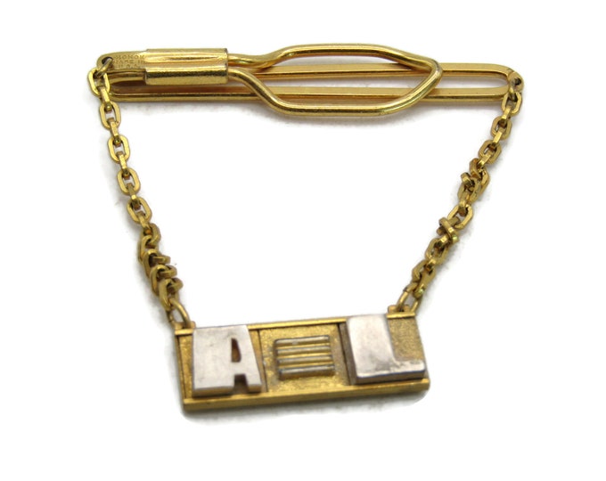 A L Lettered Initialed Monogram Tie Clip Gold Tone Tie Bar Men's Jewelry