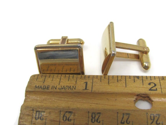 Vintage Gold Tone Rectangle Cufflinks for Men - image 6