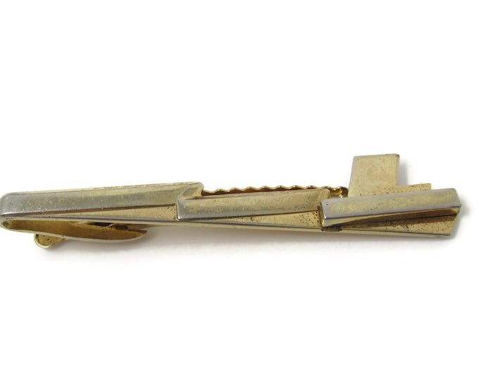 Letter L Initial Large Tie Clip Tie Bar: Vintage Gold Tone - Stand Out from the Crowd with Class