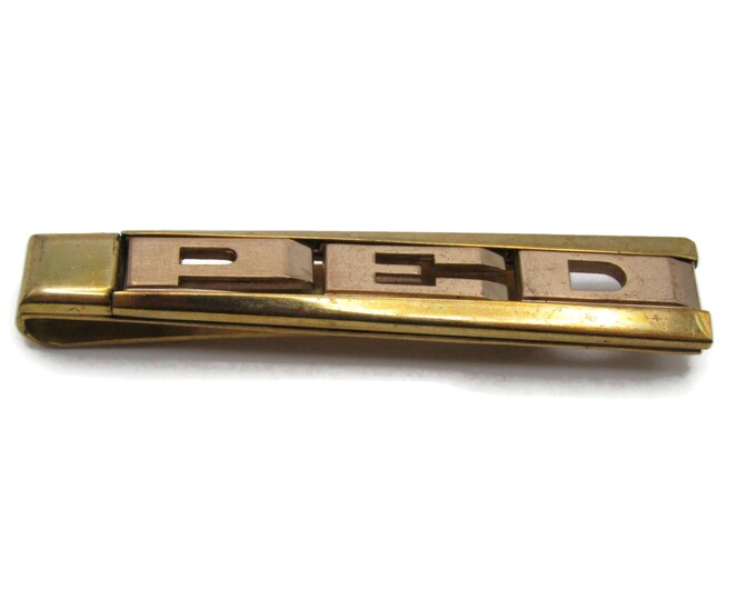 P E D Letters Initials Monogram Gold Tone Industrial Tie Clip Tie Bar Men's Jewelry