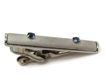 Double Blue Jewel Tie Clip Men's Vintage Tie Bar Gorgeous High Quality