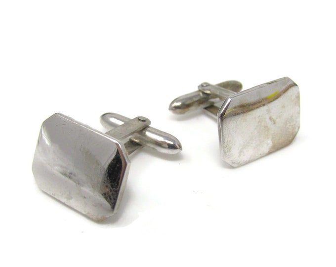 Cornered Rectangle Cufflinks for Men: Vintage Sterling Silver - Stand Out from the Crowd with Class