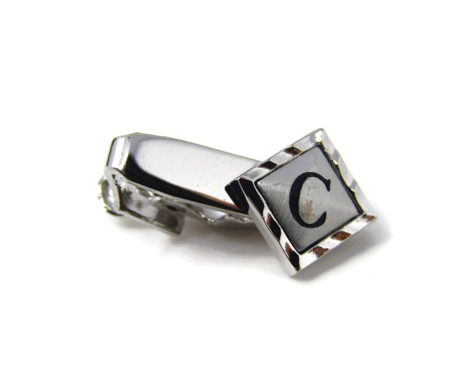 Vintage Tie Clip Tie Bar: Letter C Initial "C" Small Design