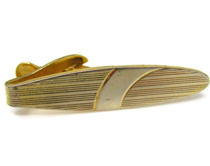 Cool Tie Clip Vintage Mens Tie Bar Modernist Gold Tone Gift for Dad Son Husband Brother