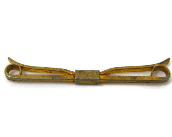 Tie Collar Bar Clip Vintage Gold Tone