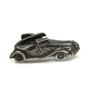 Antique Car Automobile Small Tie Bar Clip Silver Tone Vintage Men&#39;s Jewelry Nice Design