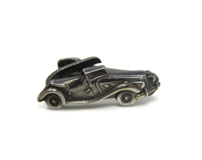 Antique Car Automobile Small Tie Bar Clip Silver Tone Vintage Men's Jewelry Nice Design