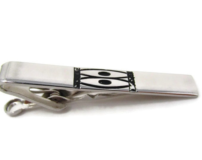 Modernist Art Tie Clip Vintage Tie Bar: Silver Tone