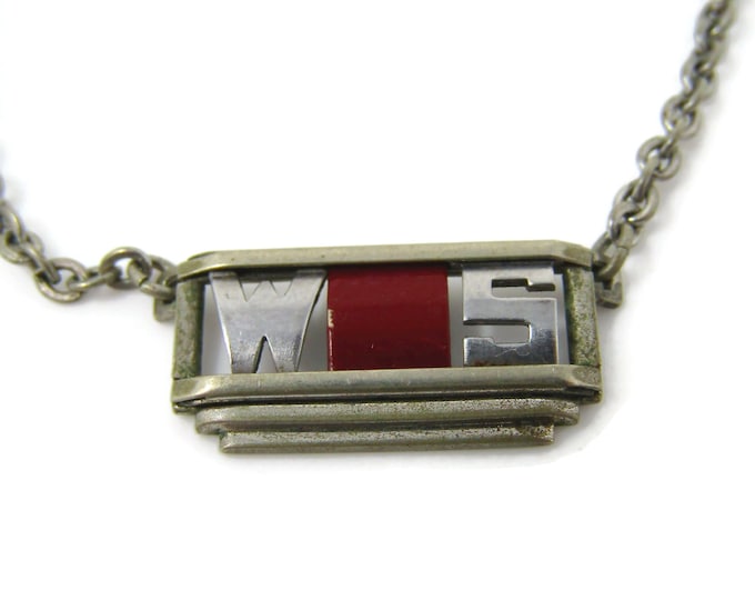 Letters WS Initials Tie Clip Men's Vintage Tie Bar Rare Art Deco Design