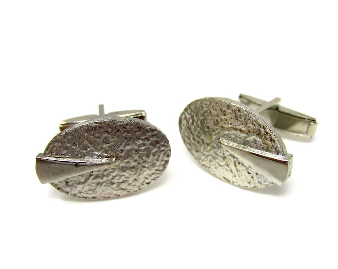 Modernist Cufflinks for Men Vintage Great Design Silver Tone