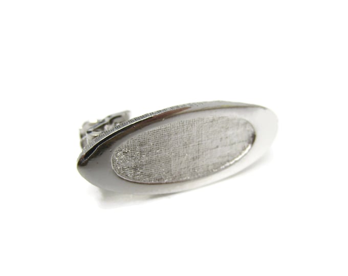 Textured Oval Modernist Tie Clip Tie Bar: Vintage Silver Tone - Stand Out from the Crowd with Class